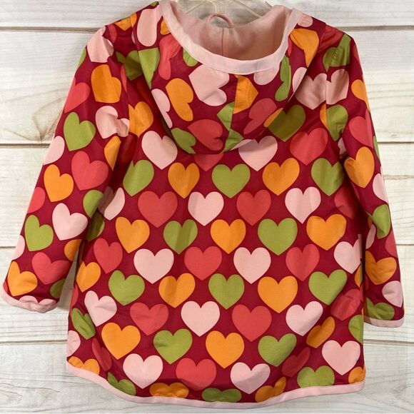 Girls Gymboree Lined Raincoat/Rain Jacket Hearts Velcro Raspberry  Pink 5-6 - Picture 4 of 15